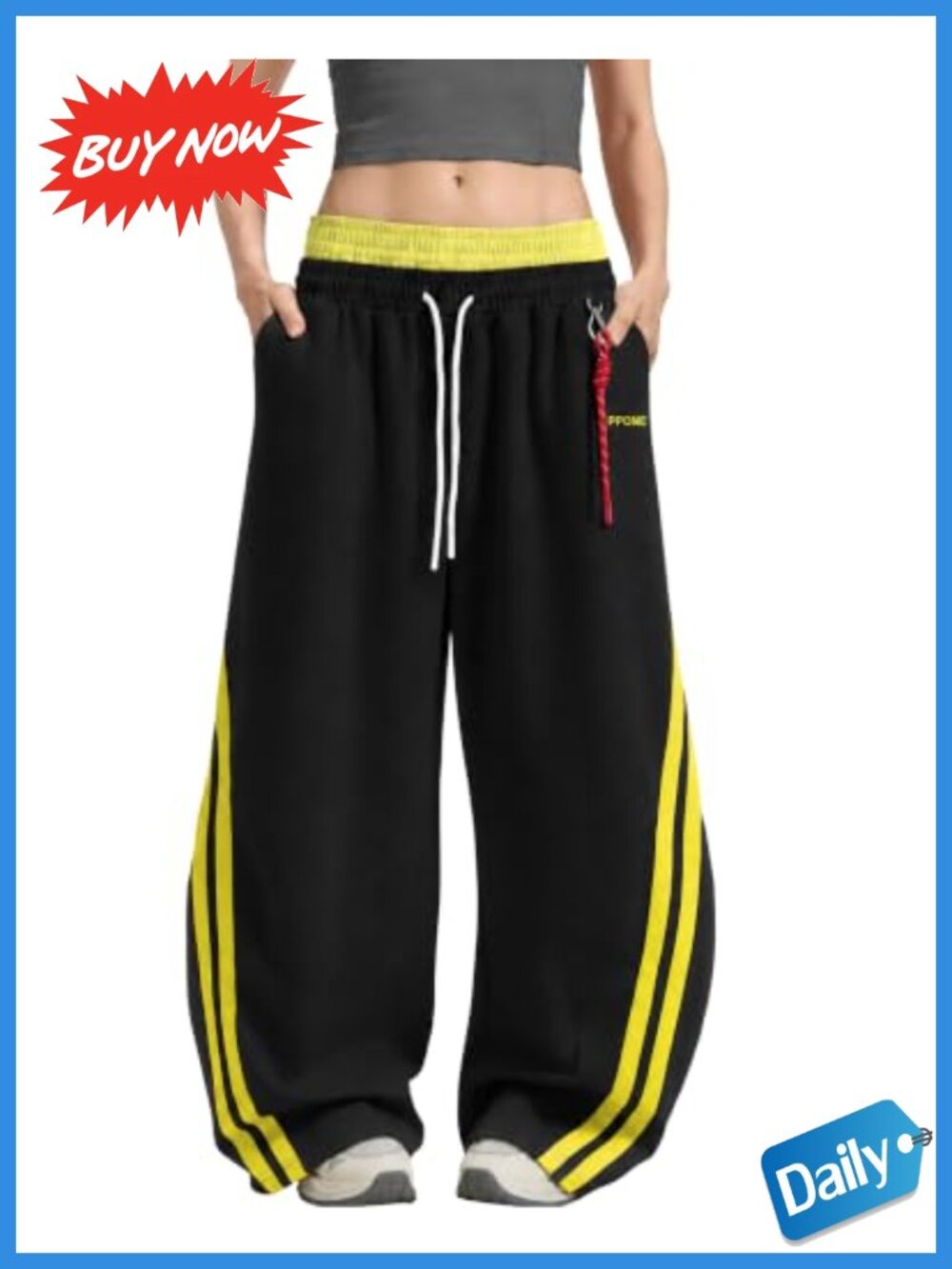 Women's Baggy Barrel Sweatpants Convertible Wide Leg Jogger Striped Y2K